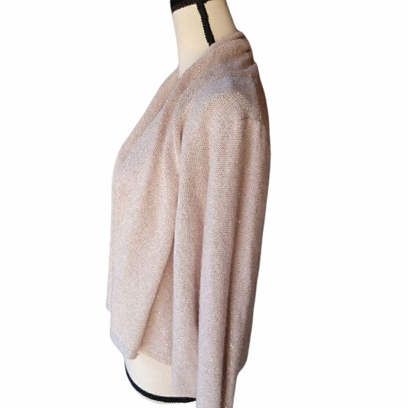 Knitted and Knotted Blush Shimmery Open Cardigan - Picture 3 of 8